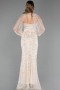 Long Beige Beaded Evening Dress ABU6358