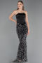 Long Black Beaded Evening Dress ABU6358