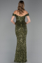 Long Olive Drab Scaly Evening Dress ABU6359