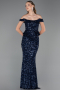 Long Navy Blue Scaly Evening Dress ABU6359
