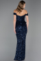 Long Navy Blue Scaly Evening Dress ABU6359
