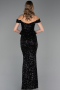 Long Black Scaly Evening Dress ABU6359