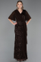 Long Brown Scaly Plus Size Evening Gown ABU6373