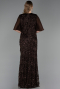 Long Brown Scaly Plus Size Evening Gown ABU6373