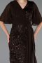 Long Brown Scaly Plus Size Evening Gown ABU6373