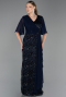 Long Navy Blue Scaly Plus Size Evening Gown ABU6373