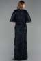 Long Navy Blue Scaly Plus Size Evening Gown ABU6373