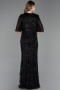 Long Black Scaly Plus Size Evening Gown ABU6373