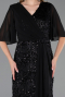 Long Black Scaly Plus Size Evening Gown ABU6373