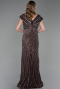 Long Brown Beaded Plus Size Engagement Dress ABU5444