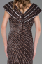 Long Brown Beaded Plus Size Engagement Dress ABU5444