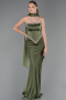 Long Olive Drab Satin Mermaid Evening Gown ABU5644