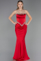 Long Red Satin Mermaid Evening Gown ABU5644