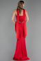 Long Red Satin Mermaid Evening Gown ABU5644