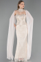 Long Beige Dantelle Evening Dress ABU6360