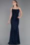 Long Navy Blue Dantelle Evening Dress ABU6375