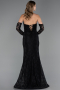 Long Black Dantelle Evening Dress ABU6375