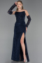 Long Navy Blue Dantelle Evening Dress ABU6376