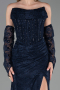 Long Navy Blue Dantelle Evening Dress ABU6376
