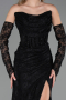 Long Black Dantelle Evening Dress ABU6376
