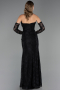 Long Black Dantelle Evening Dress ABU6376