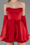 Short Red Satin Cocktail Dress ABK2672