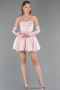Short Powder Color Satin Cocktail Dress ABK2672
