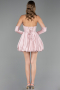 Short Powder Color Satin Cocktail Dress ABK2672