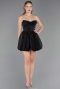 Short Black Satin Cocktail Dress ABK2672