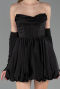 Short Black Satin Cocktail Dress ABK2672