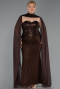 Long Brown Dantelle Plus Size Evening Dress ABU6361