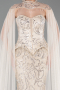 Long Beige Beaded Formal Plus Size Dress ABU6379