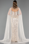 Long Beige Beaded Formal Plus Size Dress ABU6379