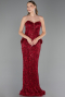 Long Burgundy Beaded Formal Plus Size Dress ABU6379