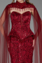Long Burgundy Beaded Formal Plus Size Dress ABU6379