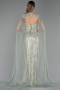 Long Mint Beaded Formal Plus Size Dress ABU6379
