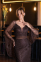 Long Brown Beaded Evening Dress ABU6349