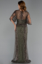 Long Olive Drab Beaded Plus Size Evening Dress ABU6389