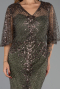 Long Olive Drab Beaded Plus Size Evening Dress ABU6389