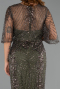 Long Olive Drab Beaded Plus Size Evening Dress ABU6389