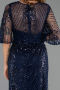 Long Navy Blue Beaded Plus Size Evening Dress ABU6389