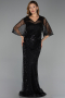 Long Black Beaded Plus Size Evening Dress ABU6389