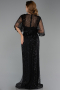 Long Black Beaded Plus Size Evening Dress ABU6389