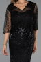 Long Black Beaded Plus Size Evening Dress ABU6389