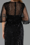 Long Black Beaded Plus Size Evening Dress ABU6389