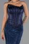 Long Navy Blue Dantelle Evening Dress ABU6392