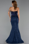 Long Navy Blue Dantelle Evening Dress ABU6392