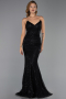 Long Black Dantelle Evening Dress ABU6392