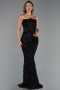 Long Black Dantelle Evening Dress ABU6393