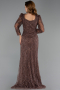 Long Brown Beaded Plus Size Evening Gown ABU5388